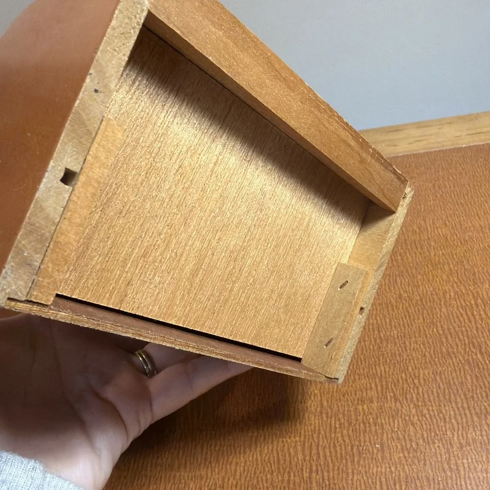 Vintage Wooden Roll Top Jewelry Box Mini Desk Organizer Drawers Made in Taiwan